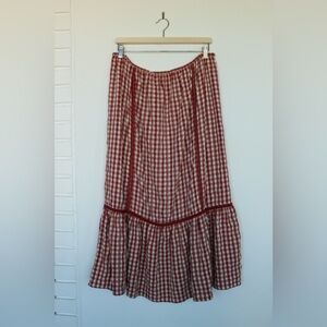 MaxStudio Red Gingham Skirt